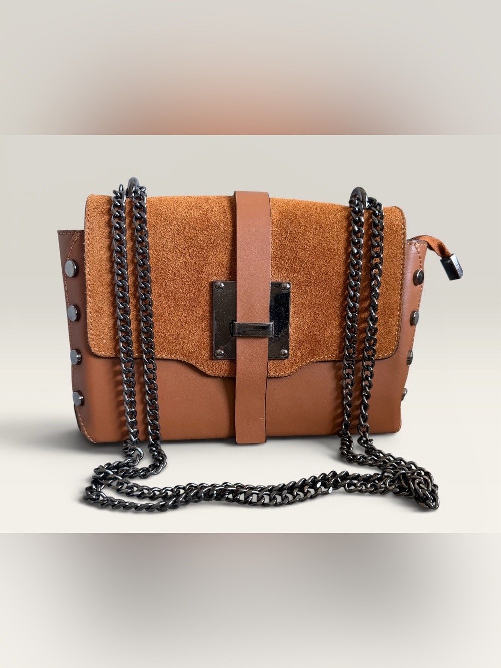 Persaman New York Suede & Leather Chain-Handle Shoulder Bag